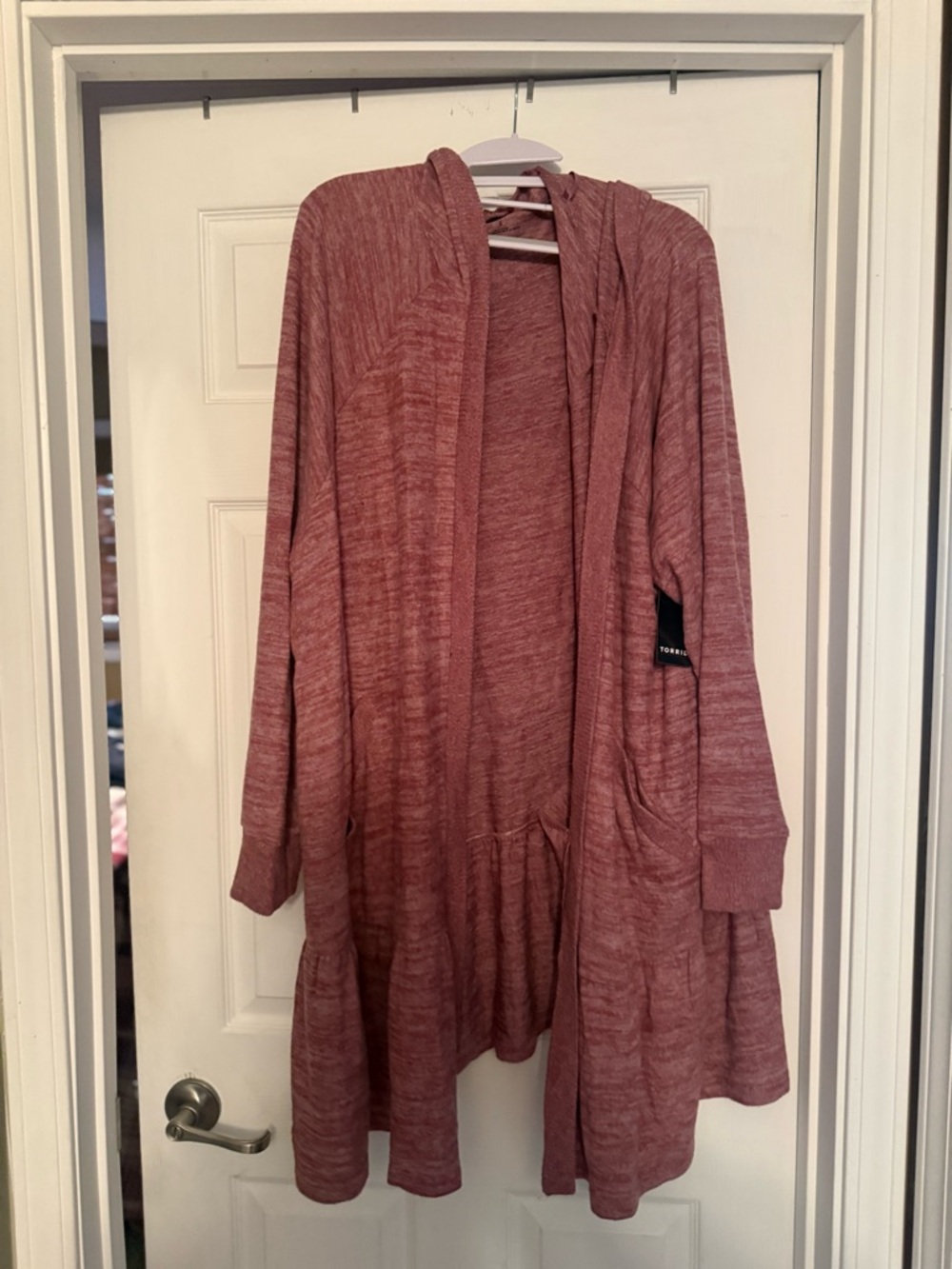 torrid Dusty Rose Open-Front Hooded Cardigan